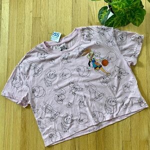 Space Jam New Legacy Looney Tunes Lola Bunny Cropped Pink Shirt Size L